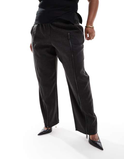 ASOS DESIGN Curve - Pantalon ajusté avec fermeture éclair sur les jambes - Anthracite, 2 de 5