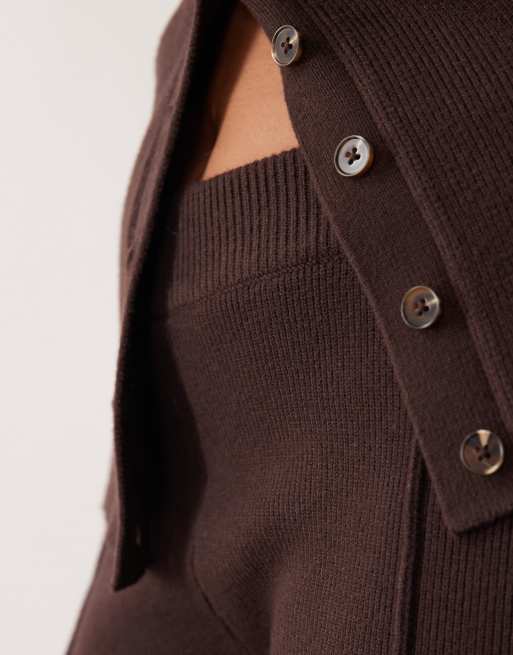 ASOS DESIGN Curve - Pantalon ample côtelé d'ensemble - Chocolat, 4 de 5