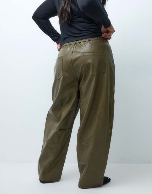 ASOS DESIGN Curve pantalon barrel ajusté kaki, 4 de 5