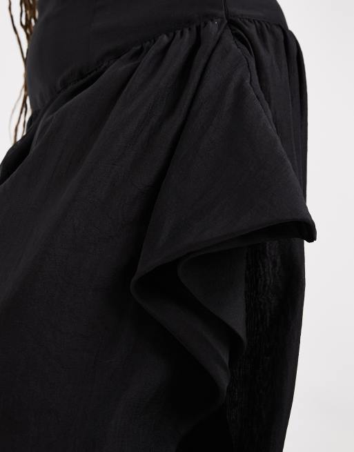 ASOS DESIGN Curve - Pantalon bouffant ajusté à détail cascade - Noir, 5 de 5