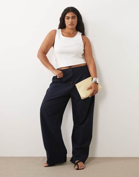 ASOS DESIGN Curve - Pantalon bouffant ajusté - Bleu marine - view 1