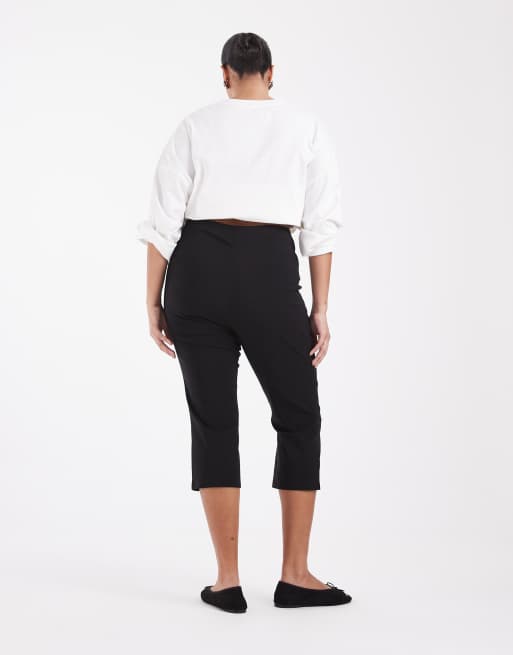 ASOS DESIGN Curve pantalon capri tailleur en bengaline noir, 4 de 5