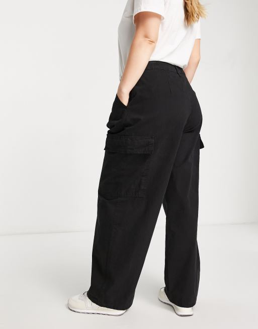 ASOS DESIGN Curve - Pantalon cargo oversize - Noir délavé, 2 de 4