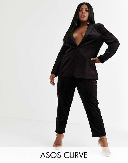 ASOS DESIGN Curve - Smoking en velours - Lie-de-vin, 3 de 3