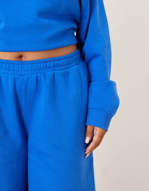 ASOS DESIGN Curve - Pantalon de jogging ample à envers brossé - Bleu, 5 de 5