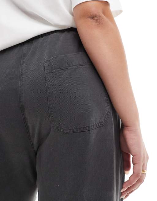 ASOS DESIGN Curve - Pantalon de jogging en tissu lavé - Noir délavé, 5 de 5