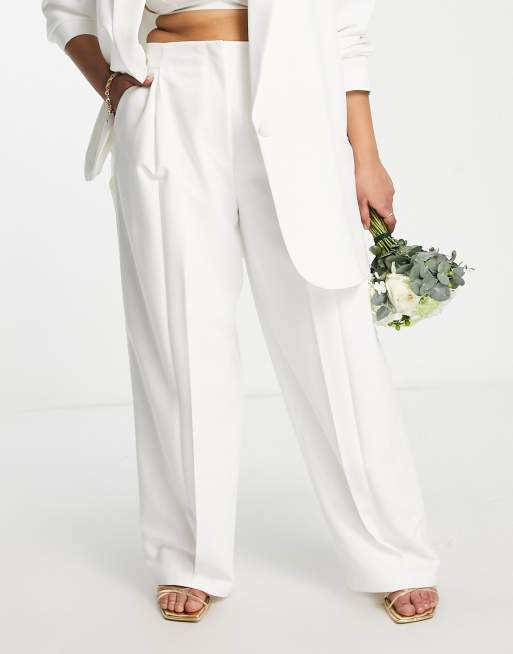 ASOS DESIGN Curve Pantalon de mariage large pinces Ivoire