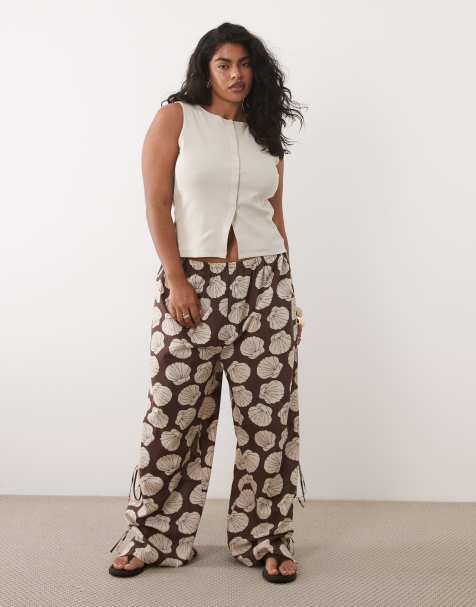 ASOS DESIGN Curve - Pantalon de plage à imprimé coquillages - view 1