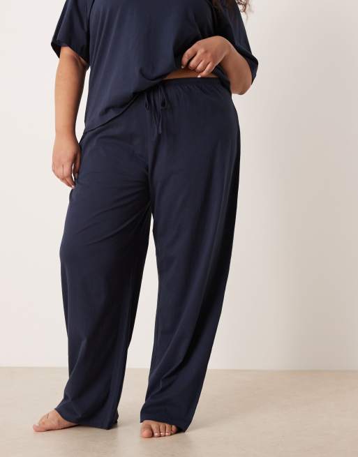 ASOS DESIGN Curve - Pantalon de pyjama en coton à assortir - Bleu marine, 4 de 4