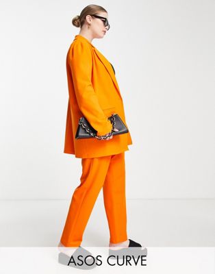 ASOS DESIGN Curve jersey tapered suit pants in orange - ASOS Price Checker