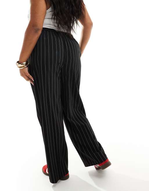 ASOS DESIGN Curve - Pantalon de tailleur rayé à enfiler - Noir, 5 de 5
