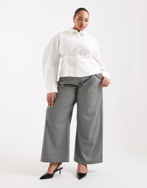 ASOS DESIGN Curve - Pantalon décontracté ajusté à motif pied-de-poule - Multicolore