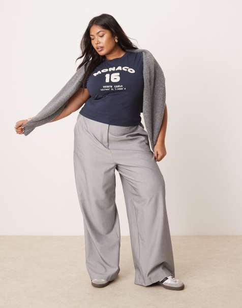 ASOS DESIGN Curve - Pantalon décontracté coupe droite ajustée - Gris - view 1