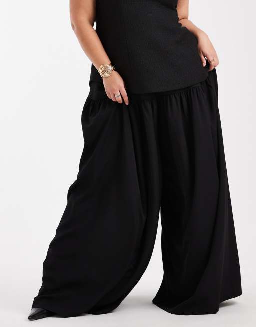 ASOS DESIGN Curve - Pantalon d'ensemble ajusté coupe bouffante en maille bouclée - Noir , 2 de 5