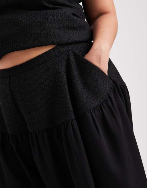 ASOS DESIGN Curve - Pantalon d'ensemble ajusté coupe bouffante en maille bouclée - Noir , 5 de 5