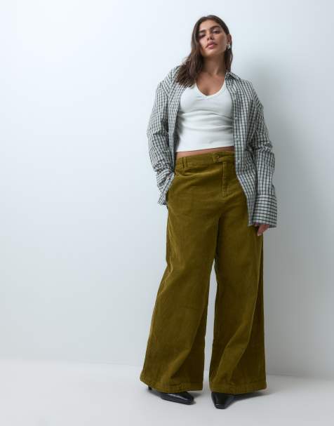ASOS DESIGN Curve pantalon droit en velours côtelé couleur tabac séché - view 1