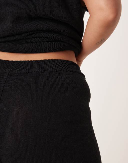 ASOS DESIGN Curve - Pantalon en maille flammée d'ensemble - Noir, 5 de 5
