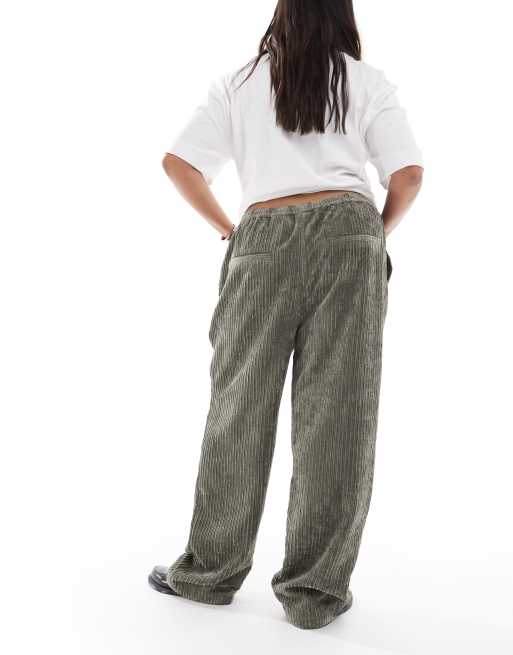 ASOS DESIGN Curve - Pantalon en velours côtelé à enfiler - Kaki, 5 de 5