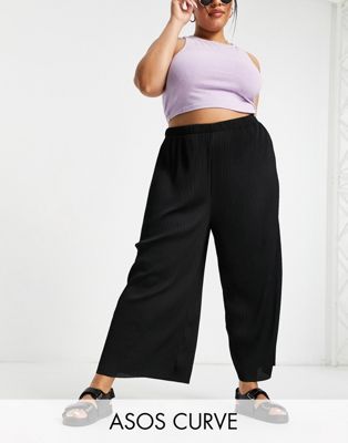 Pantalons et leggings DESIGN Curve - Pantalon façon jupe-culotte plissé - Noir