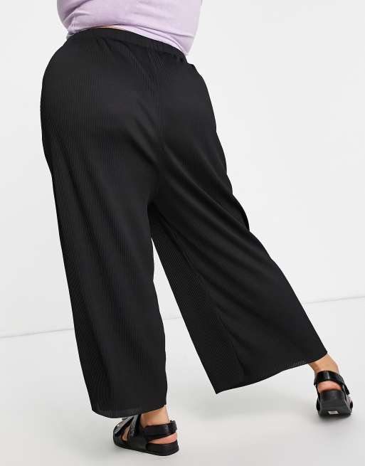 ASOS DESIGN Curve - Pantalon façon jupe-culotte plissé - Noir, 2 de 4