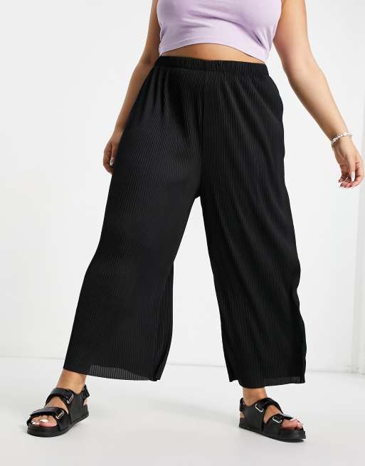 ASOS DESIGN Curve - Pantalon façon jupe-culotte plissé - Noir, 4 de 4