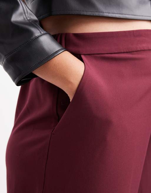 ASOS DESIGN Curve - Pantalon habillé coupe droite décontractée - Cerise foncé, 4 de 5
