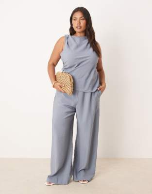 Curve - Pantalon habillé d'ensemble droit coupe décontractée - Bleu 58