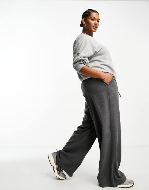 ASOS DESIGN Curve - Pantalon rayé à enfiler - Gris