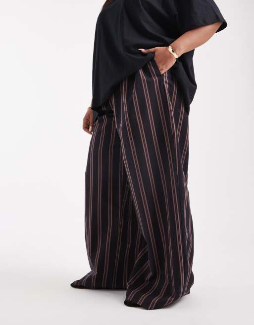 ASOS DESIGN Curve - Pantalon rayé ample à enfiler, 3 de 4