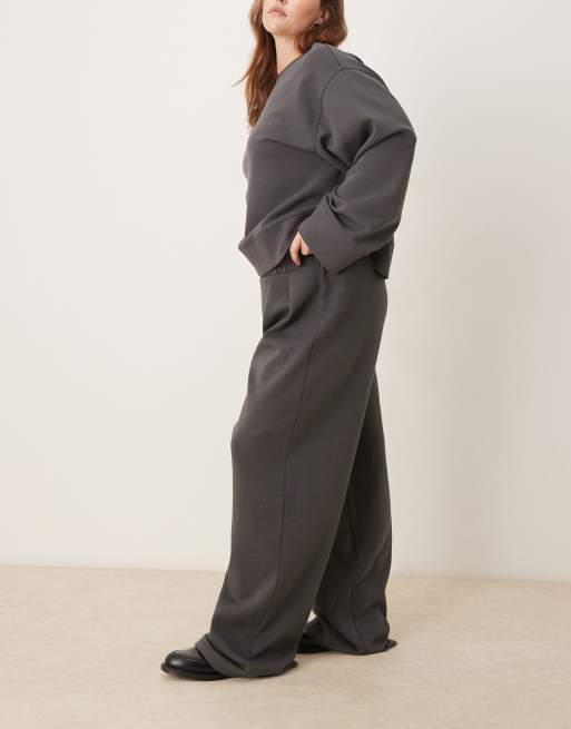 ASOS DESIGN Curve - Pantalon ultra ample en maille interlock - Anthracite, 5 de 5