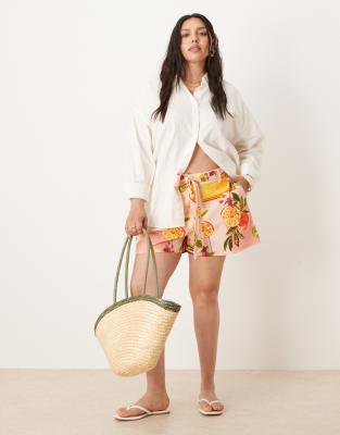 ASOS DESIGN Curve - Pantaloncini allacciati in vita con stampa di frutta - view 1