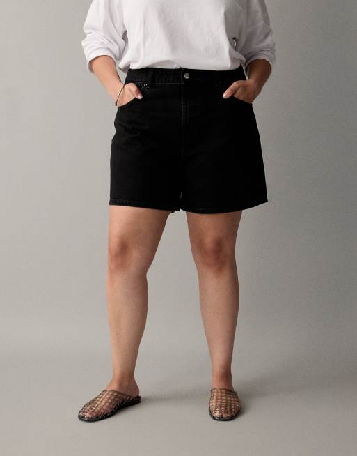 ASOS DESIGN Curve - Pantaloncini dad fit in denim nero slavato, 2 di 7