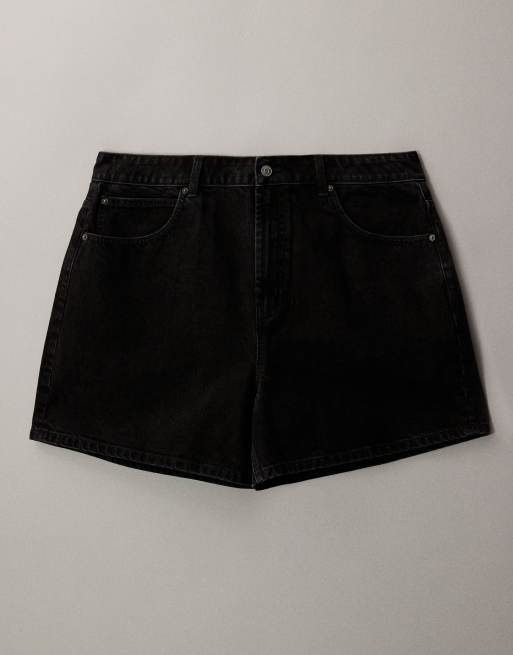 ASOS DESIGN Curve - Pantaloncini dad fit in denim nero slavato, 5 di 7