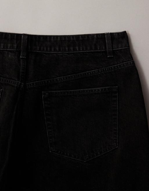ASOS DESIGN Curve - Pantaloncini dad fit in denim nero slavato, 7 di 7