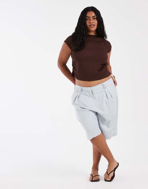 ASOS DESIGN Curve - Pantaloncini taglio lungo maschile blu tenue
