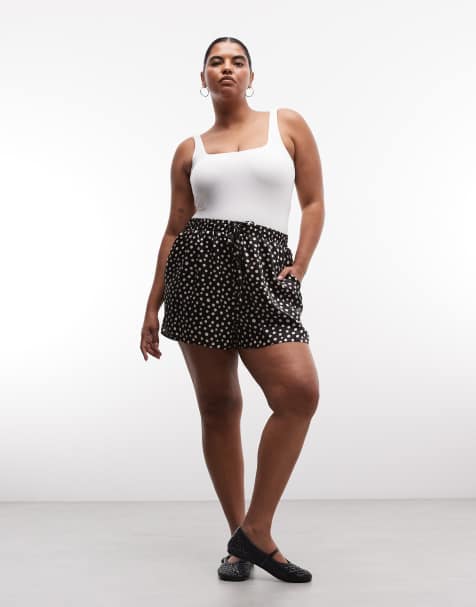 ASOS DESIGN Curve - pantalones cortos de satén a lunares - view 1