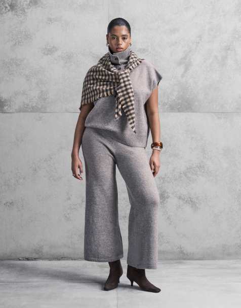 ASOS DESIGN Curve - Pantaloni a fondo ampio color moka in coordinato - view 1