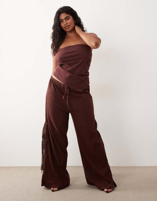 ASOS DESIGN Curve cotton crinkle in chocolate, 2 di 3