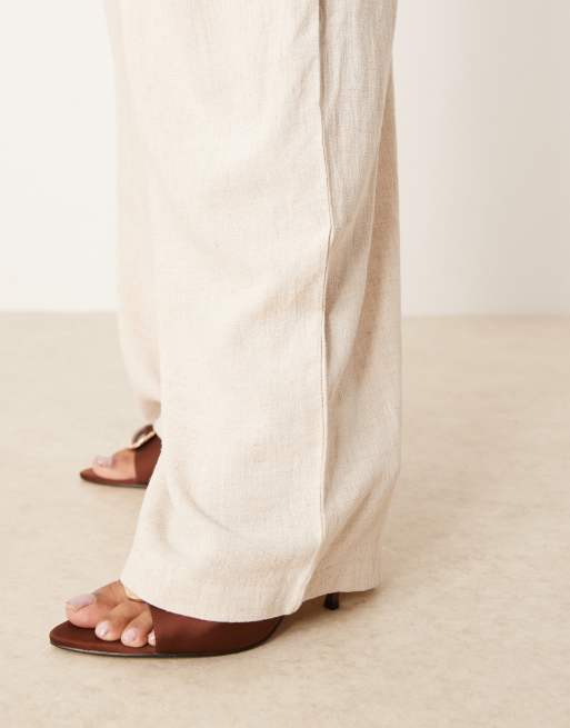 ASOS DESIGN Curve - Pantaloni affusolati effetto lino color pietra, 5 di 5