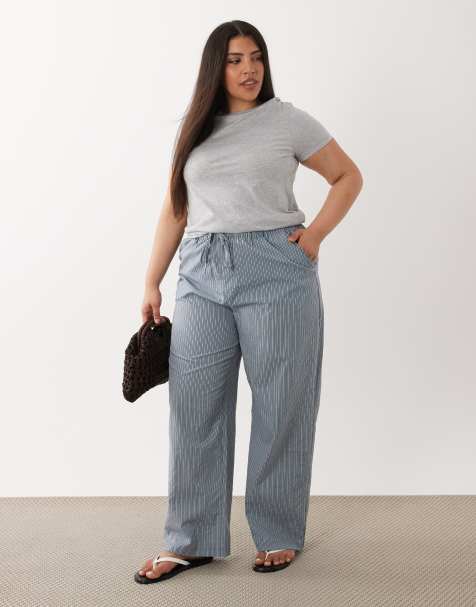 ASOS DESIGN Curve - Pantaloni blu a righe - view 1