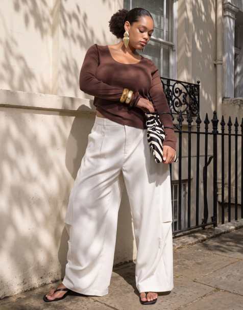 ASOS DESIGN Curve - Pantaloni bombati sartoriali multitasche color panna - view 1