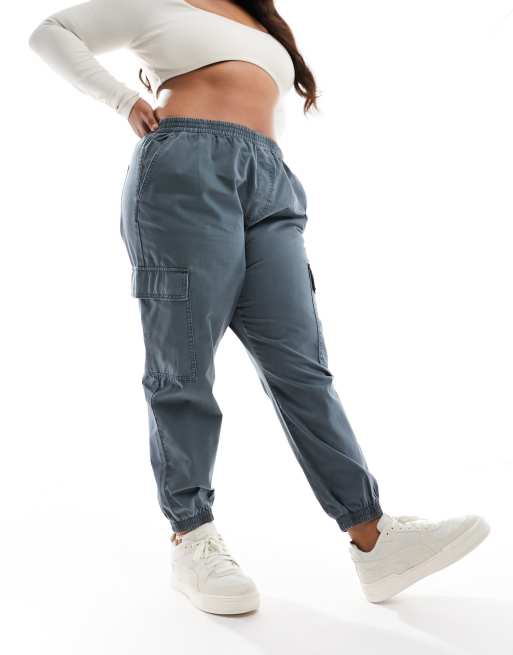 ASOS DESIGN Curve Pantaloni cargo blu petrolio slavato con fondo