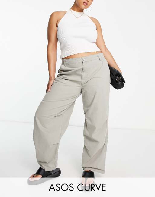 ASOS DESIGN Curve - Pantaloni cargo extra larghi color salvia