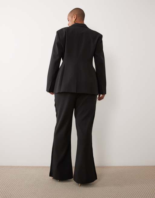 ASOS DESIGN Curve pantaloni flare da smoking sartoriali neri, 5 di 5