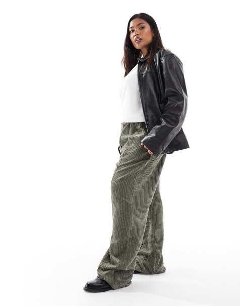 ASOS DESIGN Curve - Pantaloni in tessuto a coste kaki - view 1