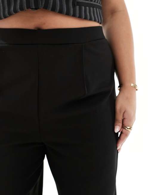 ASOS DESIGN Curve - Pantaloni sartoriali a fondo ampio in jersey neri, 3 di 5