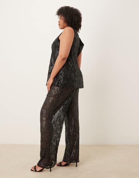 Pantaloni Donna A Gamba Dritta Con Paillettes – Vita Alta, Taglio Wide Leg, Glitter Vintage, Eleganti Per Serate, Matrimoni E Capodanno