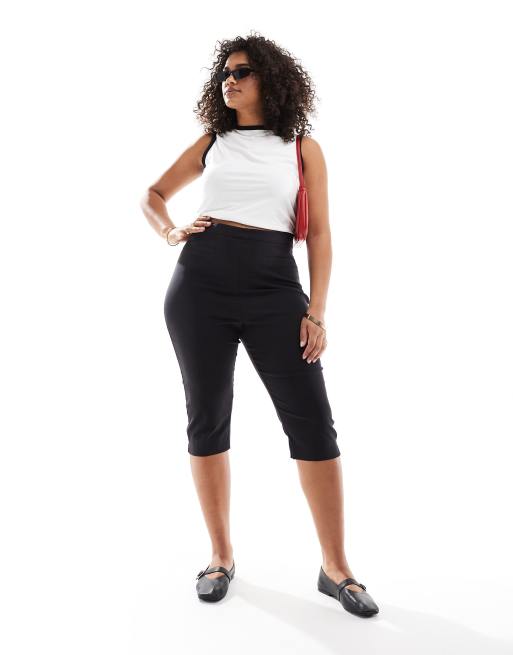 ASOS DESIGN Curve - Pantaloni sartoriali al polpaccio in bengalina neri