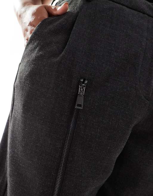 ASOS DESIGN Curve - Pantaloni sartoriali antracite con zip sulla gamba, 3 di 5