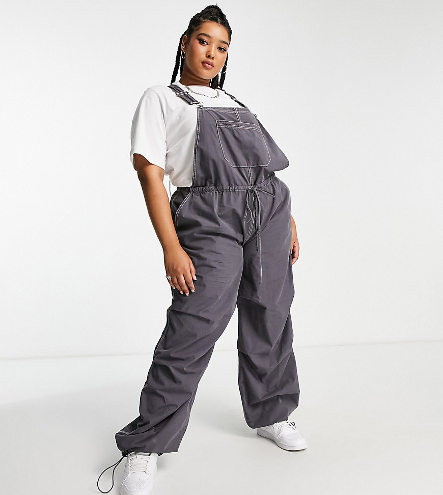 ASOS DESIGN Curve parachute overalls in charcoal-Gray